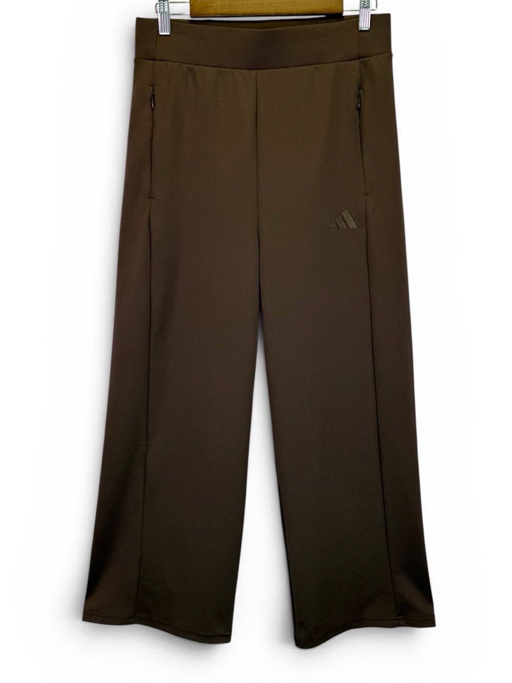 Adidas Women's Brown Wide Leg High Rise Zip Pocket Athletic‎ Pants Size M
